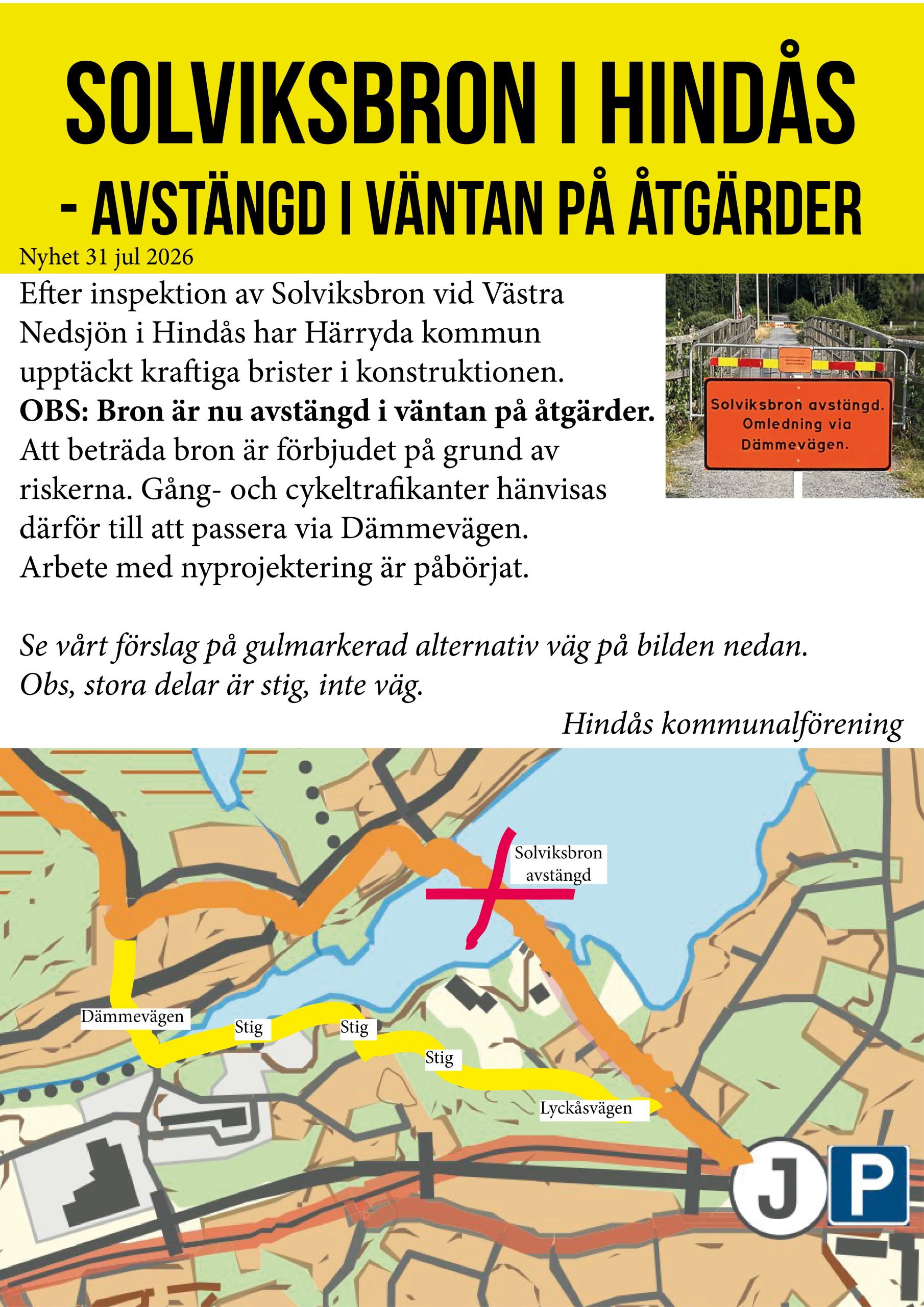 Solviksbron avstängd juli 2026 Solviksbron avstängd